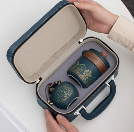 Set Ceainic 350ml, 3 Cupe si Recipient pentru ceai, TRAVEL, Portelan [6]