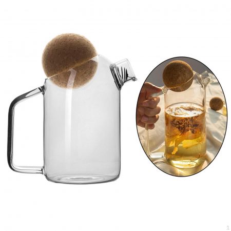 Ceainic de sticla borosilicata cu filtru CORKY, Dop pluta, 550ml [1]