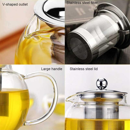 Ceainic Din Sticla Borosilicata FREYA, 950ml, Cu Infuzor si Capac Inox [2]