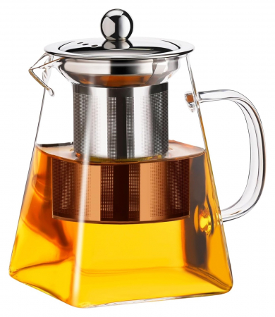 Ceainice & Carafe - Ceainic LINUS, 950ml, Sticla borosilicata, Cu Infuzor si Capac