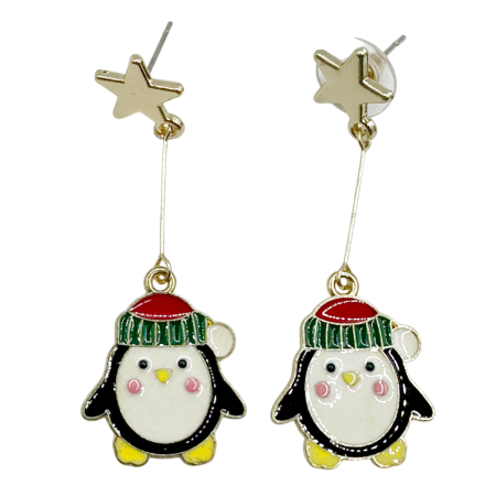ACCESORII VESTIMENTARE CRACIUN - Cercei Craciun cu Pinguin FUNNY