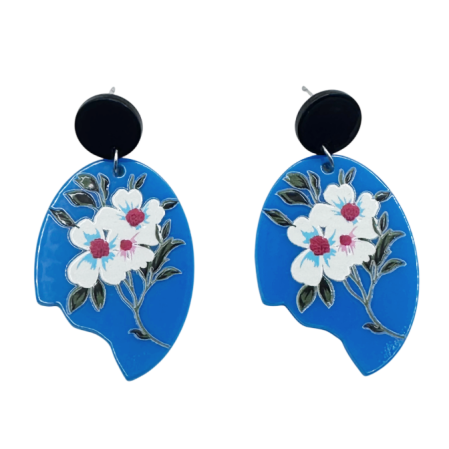 Cercei & Bratari & Inele - Cercei albastri cu design floral SEVILLA