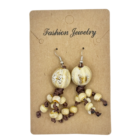 Cercei bej cu margele ceramica ZOEY - Stil boho natural [1]