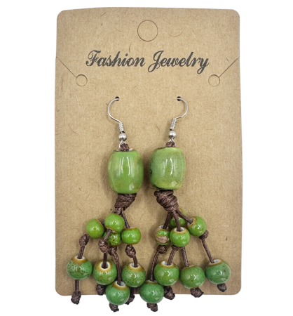 Cercei verzi cu margele ceramica ARIA - Stil boho natural [1]
