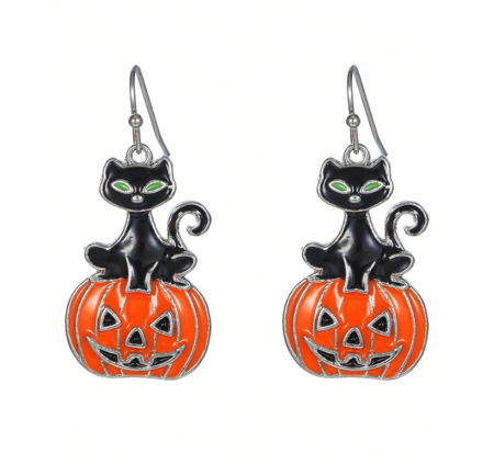 Cercei - Cercei cu Pisica si Dovleac HALLOWEEN MOOD