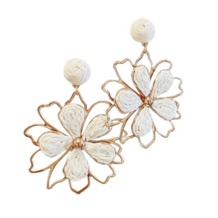 Cercei & Bratari & Inele - Cercei design floral MAGGY, Alb