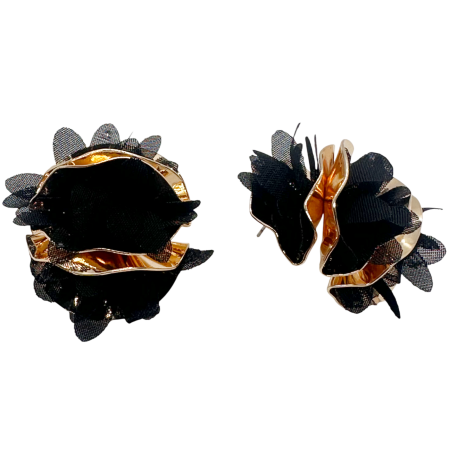 Cercei eleganti BLOSSOM, Negru/ Auriu [1]
