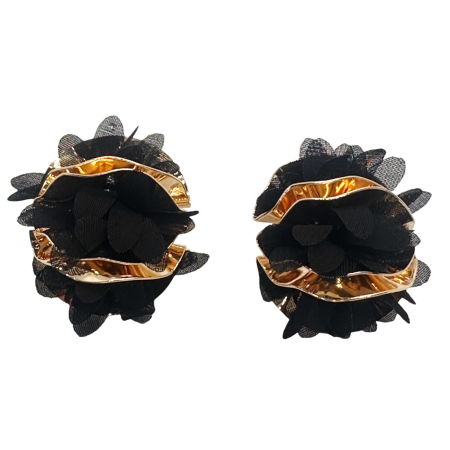 Cercei - Cercei eleganti BLOSSOM, Negru/ Auriu