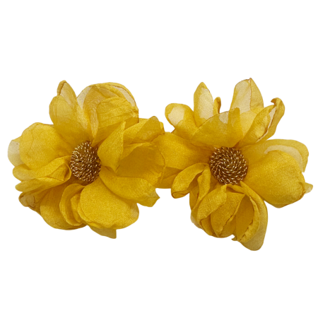 Cercei - Cercei statement Floare galbena din voal VINTAGE BLOOM