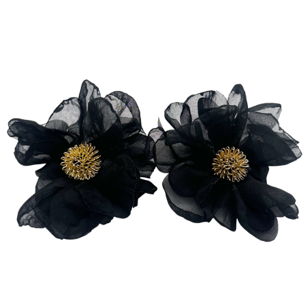 Cercei - Cercei statement Floare neagra din voal VINTAGE BLOOM