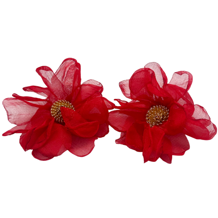 Cercei - Cercei rosii statement Floare din voal VINTAGE BLOOM