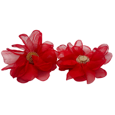 Cercei rosii statement Floare din voal VINTAGE BLOOM [1]
