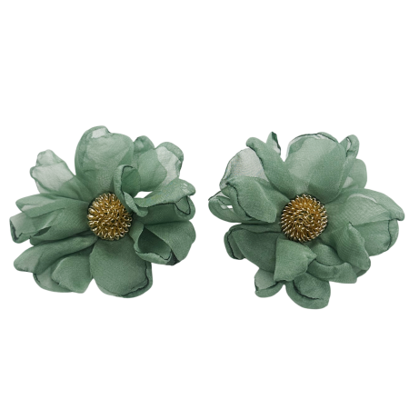 Cercei - Cercei verzi statement Floare din voal VINTAGE BLOOM