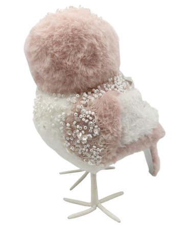 Bufniță decorativă roz pudrat cu paiete DOLCE, 22cm [1]