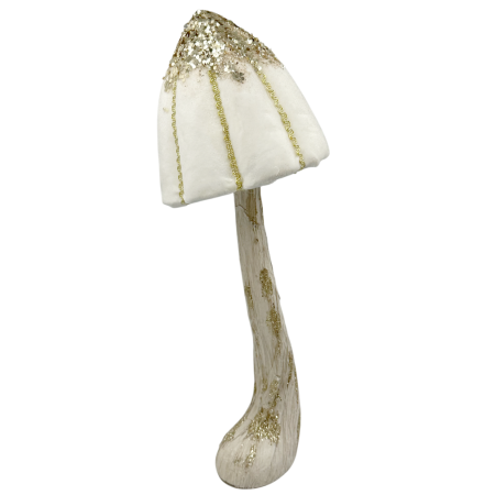 Colectia Auriu & Maro & Aramiu - Ciupercă decorativă albă cu detalii aurii și sclipici DOLCE