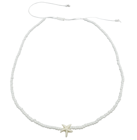 Coliere - Colier alb cu margele si stea de mare STARFISH