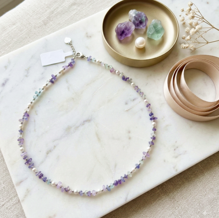 Colier choker elegant cu ametist si perle LAVENDER MIST [2]