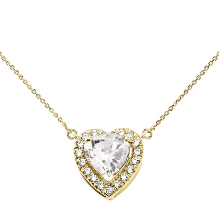 Brose & Lantisoare - Pandantiv Inima din zirconiu CAMILLE cu cristale si lantisor auriu