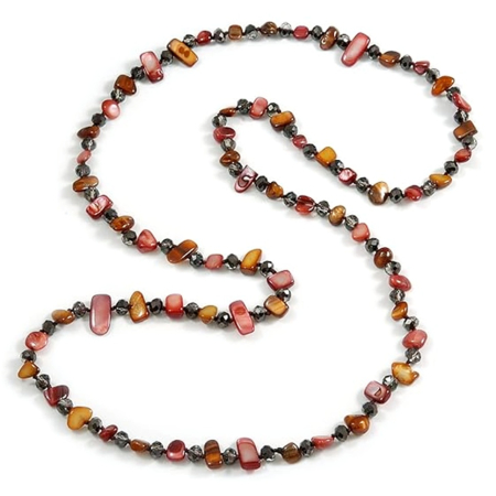 Colier cu margele maro din sidef si cristale PERLA [3]