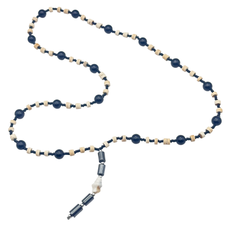 Accesorii Fashion - Colier barbati cu margele negre si pandantiv NOMAD