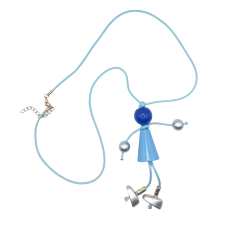 Coliere - Colier cu snur colorat si figurina bleu BAMBOLA