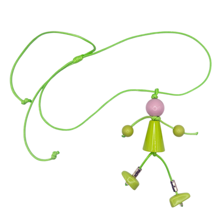 Coliere - Colier cu snur colorat si figurina BAMBOLA, Roz/ Verde