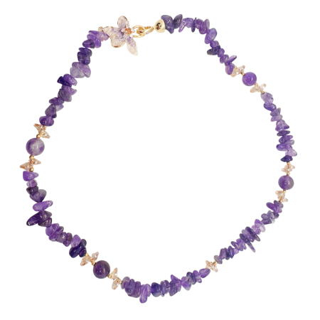Bratari & Inele - Colier ametist cu fluture – bijuterie mov elegantă și feminină
