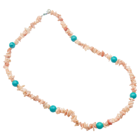 MODA & ACCESORII - Colier din coral roz si margele turcoaz CORAL BREEZE