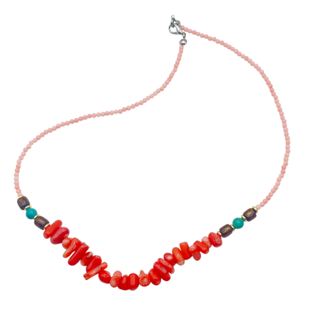 ACCESORII FEMEI - Colier din coral SUNSET, Rosu/ Portocaliu