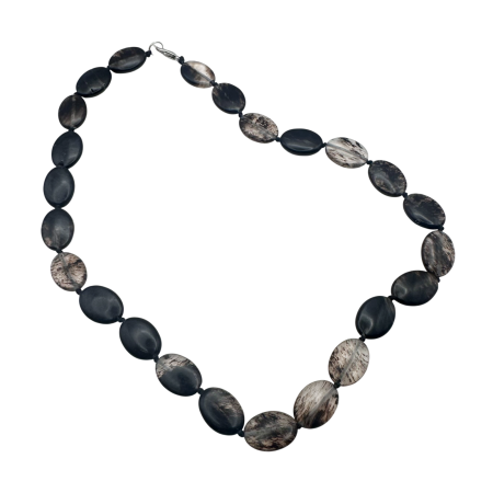 MODA & ACCESORII - Colier negru din cuart BLACKY - pietre ovale