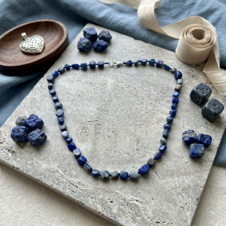 Colier din pietre LAPIS LAZULI, Model neregulat, Albastru intens [2]