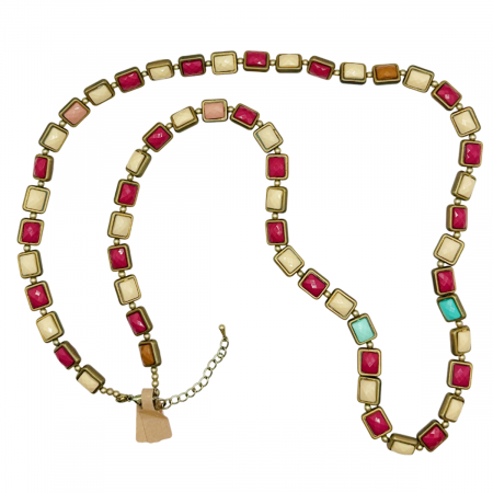 Coliere - Colier lung ALLEGRA, Bej Fucsia