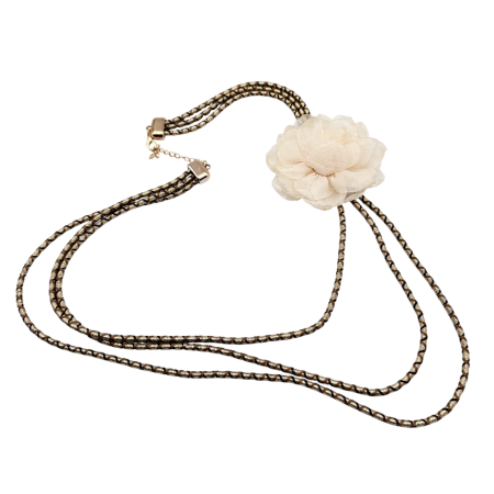 Colier cu floare bej și șnur textil – accesoriu romantic [1]