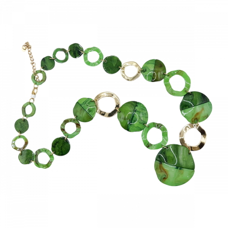 Coliere - Colier lung cu inele LOUISE, Verde
