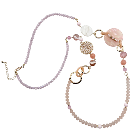 Accesorii Fashion - Colier delicat roz cu mărgele – accesoriu elegant