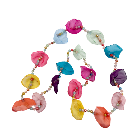 Accesorii Fashion - Colier lung cu petale din voal și margele fine RAINBOW