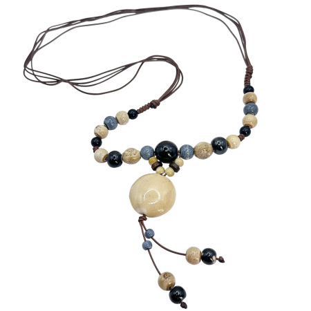 Colier margele albe ceramica TERRA [3]