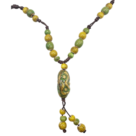 Colier boho cu mărgele ceramice colorate și șnur reglabil [1]