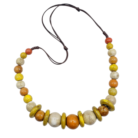 Coliere - Colier boho cu margele galbene din ceramica SAHARA
