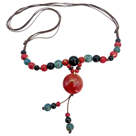 Coliere - Colier margele multicolore ceramica TERRA