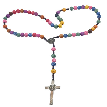 Colier - Rozariu cu trandafiri multicolori si cruce BENEDICTUS [0]