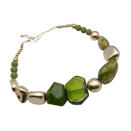 Coliere - Colier statement cu margele LARA, Verde