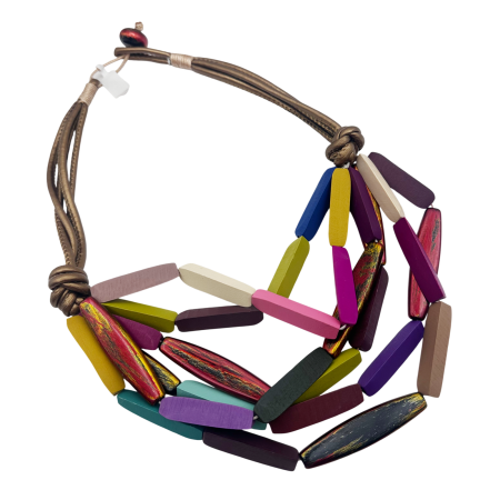 Coliere - Colier statement din lemn KALEIDO boho - mov Multicolor