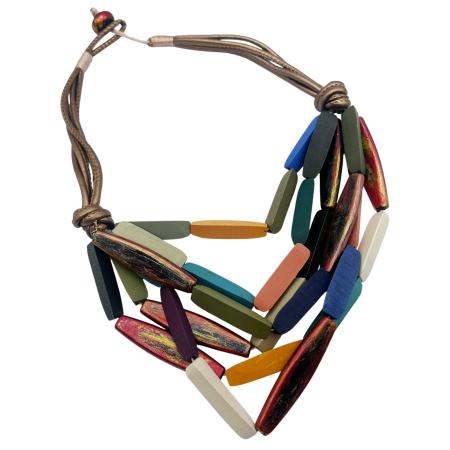 Coliere - Colier statement din lemn KALEIDO boho - Verde Multicolor