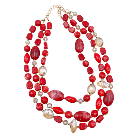 Accesorii Fashion - Colier statement rosu cu margele și cristale SCARLET