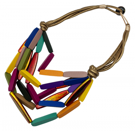 Coliere - Colier statement ZOEY, Magenta/ Galben