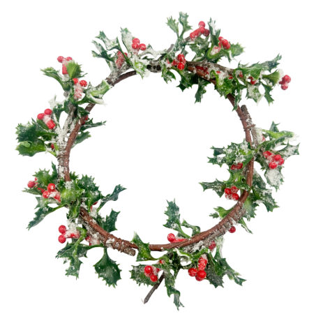 CORONITE & GHIRLANDE - Coronita Craciun cu frunze ilex ninse LEXY, 12cm