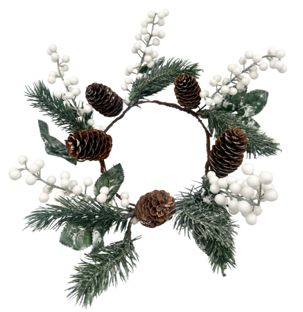 Coronita decor Craciun cu conuri BERRIES, Alb, 17cm [1]