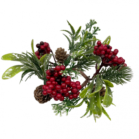 Coronita Craciun decor lumanare JOY, Rosu, 14cm [1]