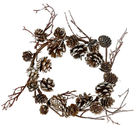 CORONITE & GHIRLANDE - Coroniță rustică cu conuri de brad și crenguțe ninse COUNTRY, 16cm